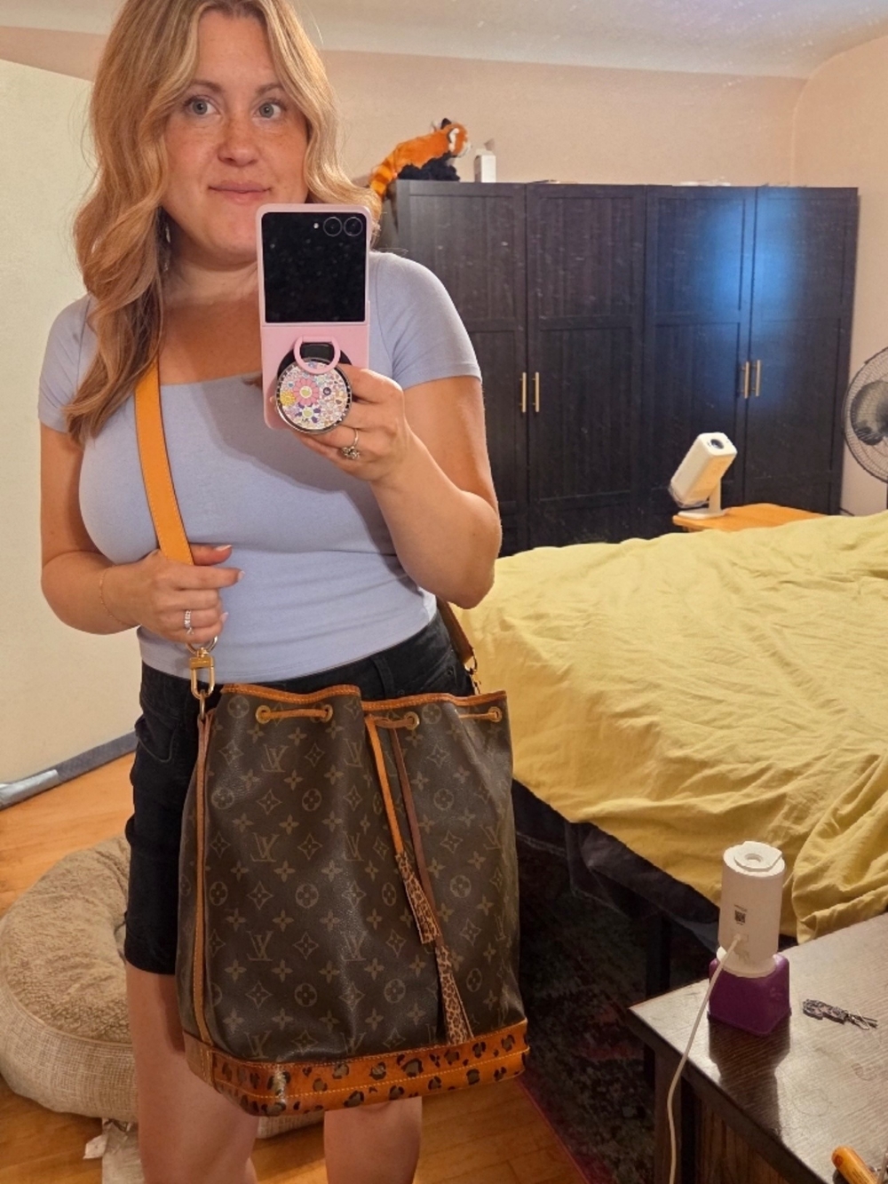 Louis Vuitton Noe Gm Bucket Bag Custom Leopard Print Hand Painted